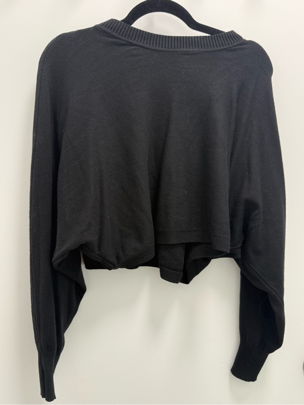 Black Cropped Crewneck Sweatshirt